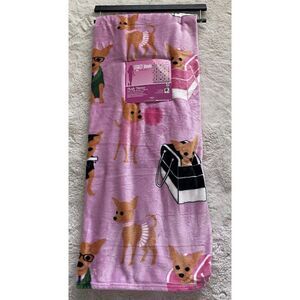Legally Blonde Bruiser Woods Pink Soft Throw Blanket 50 X 70” Chihuahua Dog NEW